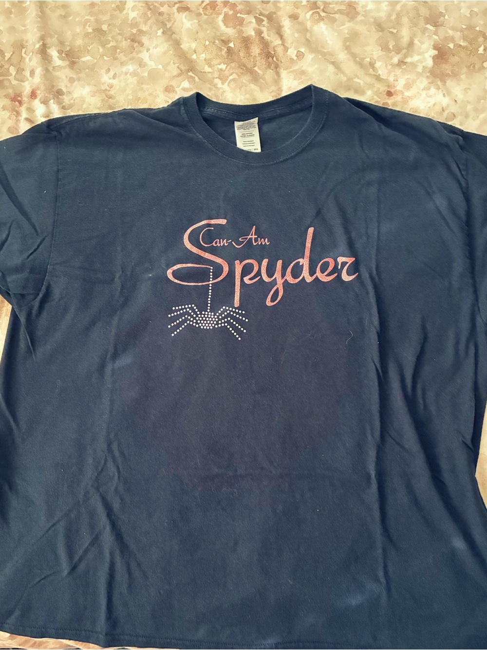 Gildan Black Short Sleeve Tee with Pink Spyder Logo & rhinestone embellishment